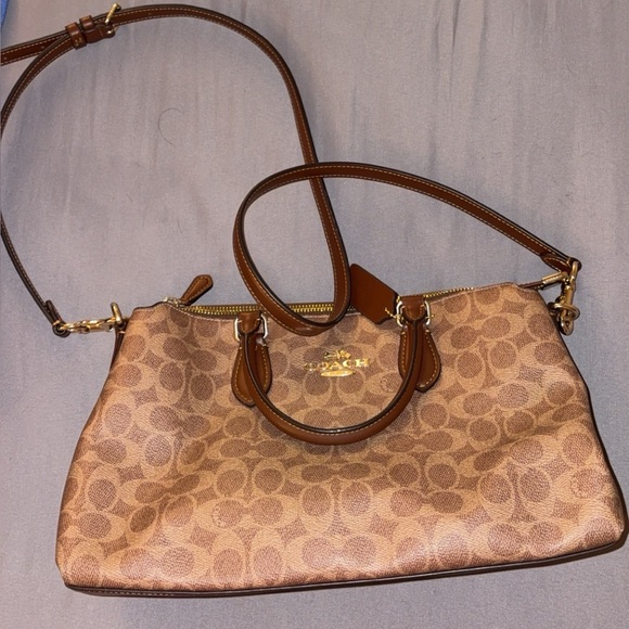 Coach Tan and Brown Signature Satchel - Picture 2 of 3
